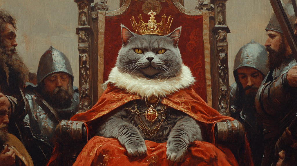 Cat on a throne
